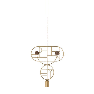 Nomon Wooden Dots pendant lamp gold structure 2 elements 110 Volt Walnut WDS07 - Buy now on ShopDecor - Discover the best products by NOMON design