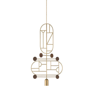 Nomon Wooden Dots pendant lamp gold structure 2 elements 110 Volt Walnut WDS13 - Buy now on ShopDecor - Discover the best products by NOMON design